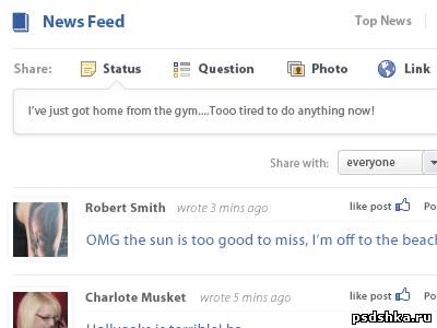 Web элементы - Редизайн Facebook